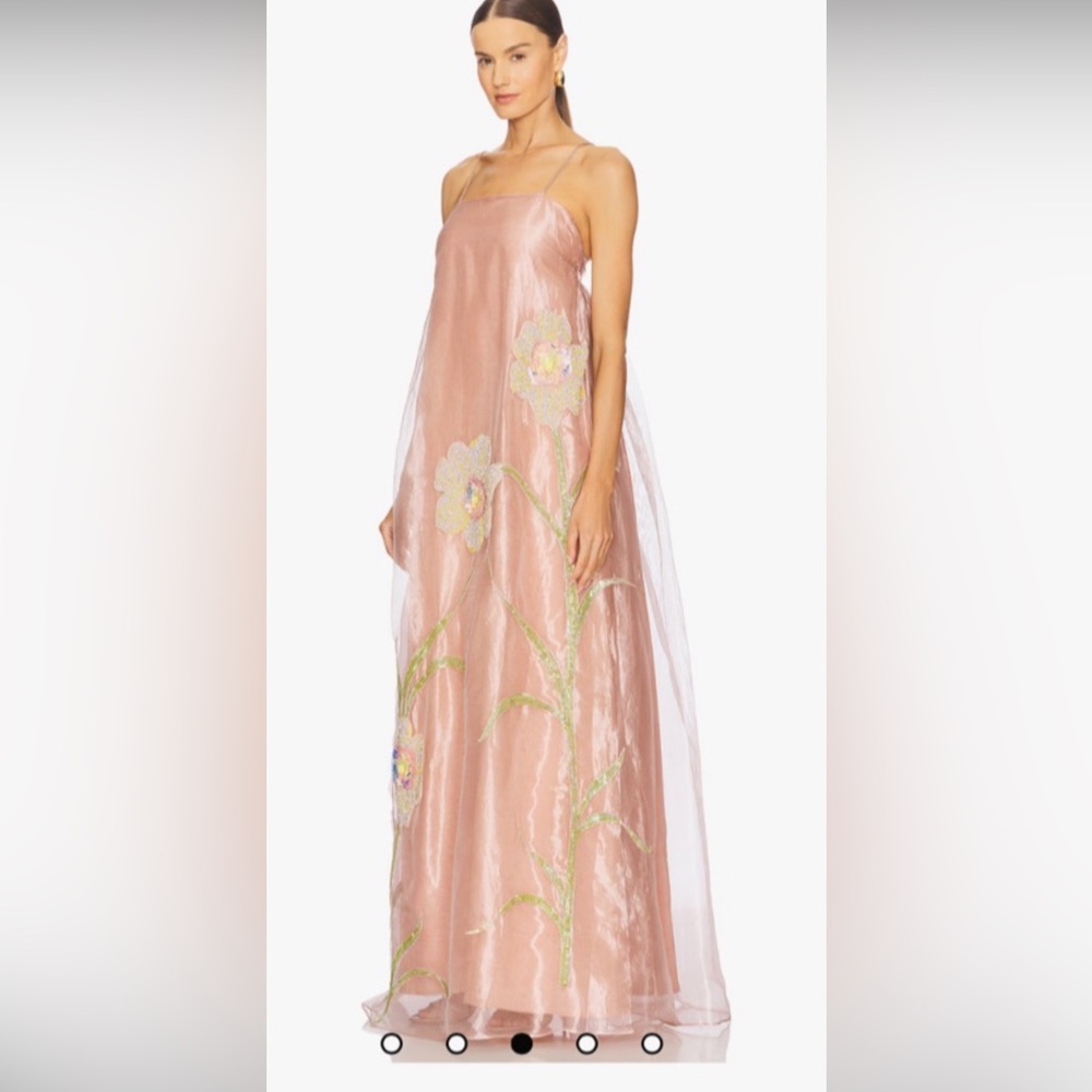 La Fuori Daffodil veil embroidered dress